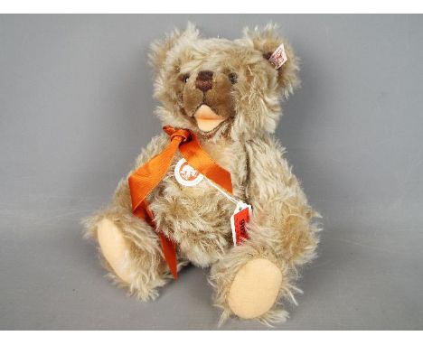 Steiff - Zotty Teddy Bear, caramel tipped mohair, 28cm (h), button in ear with white tag and chest tag, Teddybar knopf im ohr