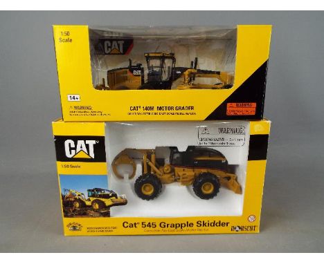 Norscot - Two boxed 1:50 scale diecast Norscot construction vehicles. Lot includes #55236 Caterpillar 140M Motor Grader; and 