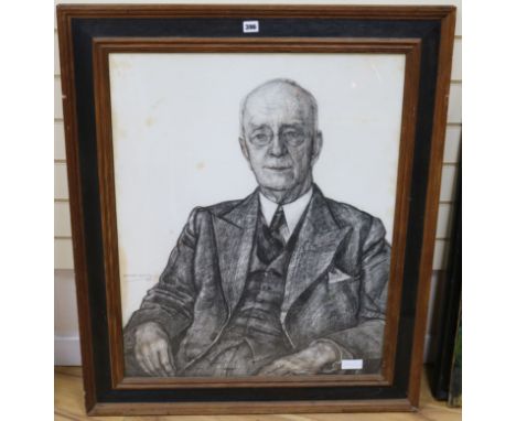 Roeland Koning, pencil drawing, Portrait of a gentleman, signed and dated 1953, 79 x 63cm