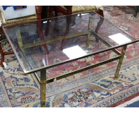 A bronze and glass coffee table W.100cm