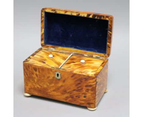 A tortoiseshell tea caddy
