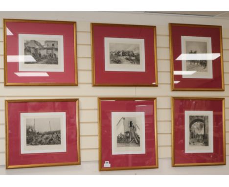 After Alphonse De Neuville, six photo lithograph, military scenes, 30 x 24cm