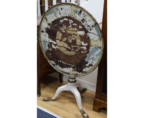 An 18th century tilt-top painted mahogany tripod table W.73cm