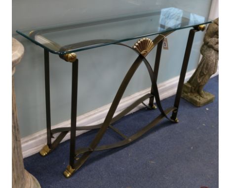 A gilt metal and glass console table W.120cm