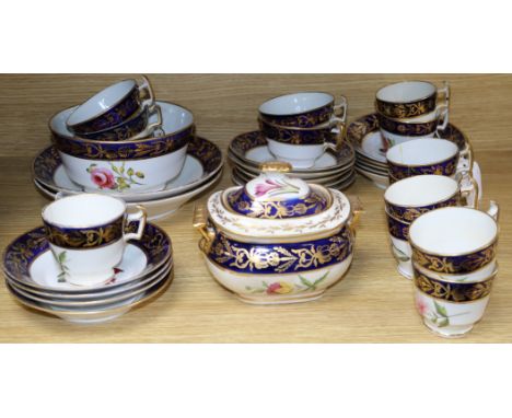 A 19th century Staffordshire part tea and coffee service decorated with flowers