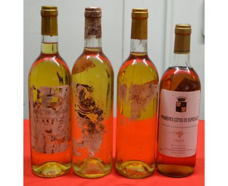 Four bottles of Bordeaux sweet wine including Sauternes (total 4 bottles in the lot)