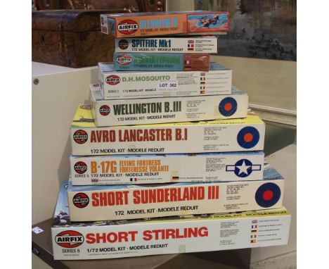 Nine various boxed Airfix models of aircraft