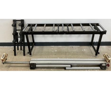 Workshop equipment - a height adjustable roller table, 67,5cm (minimum height) x 167cm long x 41.5cm wide;  a Jet cross-cut s