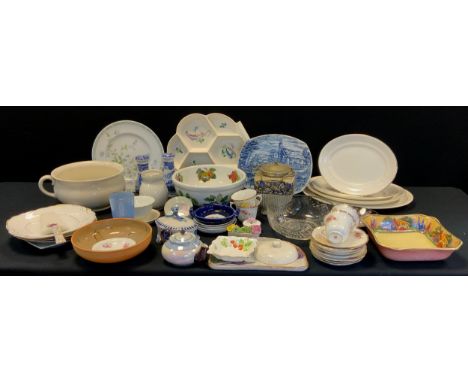 ceramics, a large quantity of decorative earthenware, to include a mid 20th century Poole pottery 6 sectioned dish. etc 