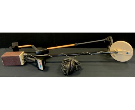 A K M F Fine Tuner Metal detector, with ear phones;  another Raider Gold 