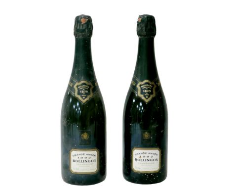 Vintage Champagne: two bottles of 1992 Grande Annee Bollinger, slight damage to capsules, U: top of shoulder. (2) 