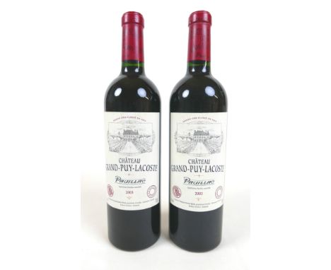 Vintage Wine: two bottles of Chateau Grand-Puy-Lacoste, 2003, Pauillac, Grand Cru Classe. (2) 