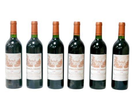 Vintage wine: twelve bottles of 1988 Les Tourelles de Longueville Pauillac-Medoc, U: top of shoulder, with opened OWC. 