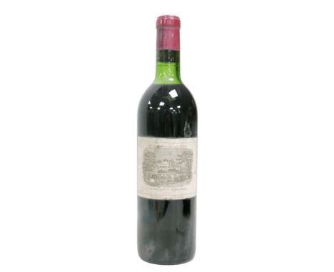 Vintage wine: a bottle of 1967 Chateau Lafite-Rothschild, Pauillac, U: near top of shoulder. 