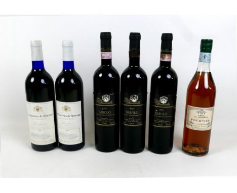 Vintage Wine: six bottles, comprising three bottles of Duca Bortini di Montebello Barolo, 1999, two bottles of Les Gauvries d