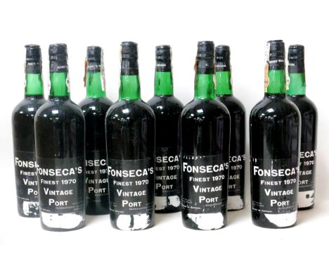 Vintage port: nine bottles of 1970 vintage Fonseca, U: with partially opened OWC. 