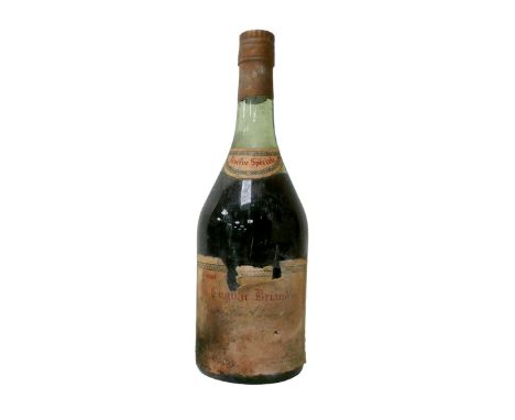 Vintage cognac: one bottle of Reserve Speciale Cognac Briand Vieille Fine Champagne Authentique 1878, damage to label and som
