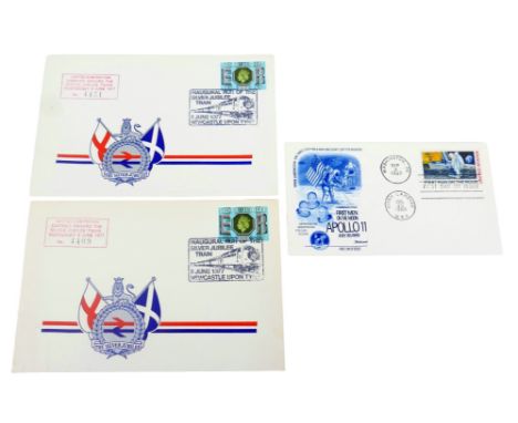 A United States 1969 Apollo 11 commemorative first day cover, franked Sep 9 1969 Washington DC and Moon Landing, together wit