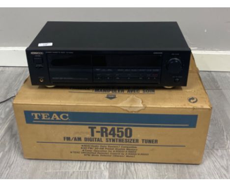 Kenwood stereo cassette deck model KX-5030 together with a TEAC FM/AM digital synthesizer tuner (unused in original box) 