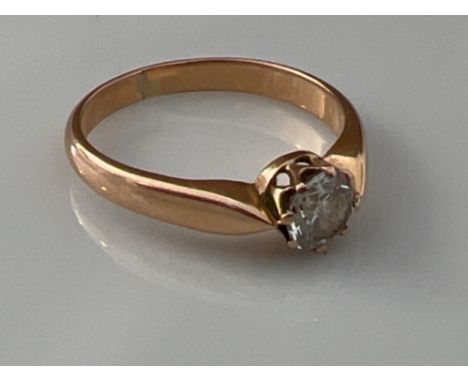 Ladies 9ct gold white stone solitaire ring. 2.5g size M1/2