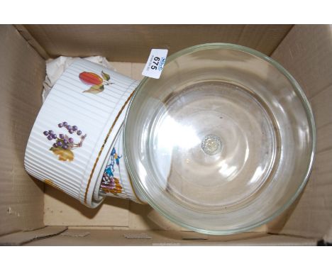 A glass trifle bowl, and 'Royal Worcester Evesham' souffle dishes, etc.,