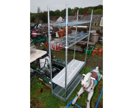 A metal shelf unit.