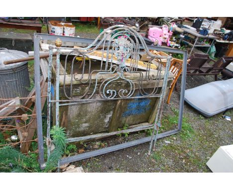 Vintage metal and cast bed ends and frame.