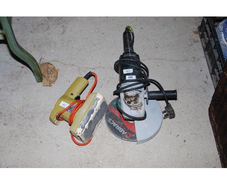 Draper 9" angle grinder (faulty switch - stuck on), plus a 'Black & Decker' sander.