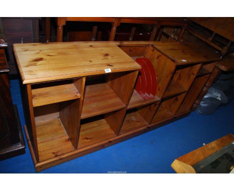 A pine shelf unit - 70" x 16" x 32" high.