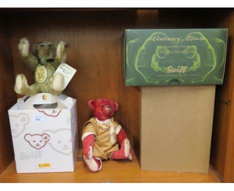 A limited edition Steiff Centenary Alfonzo teddy bear, with original box and accessories, and a Margaret Steiff Museum teddy 