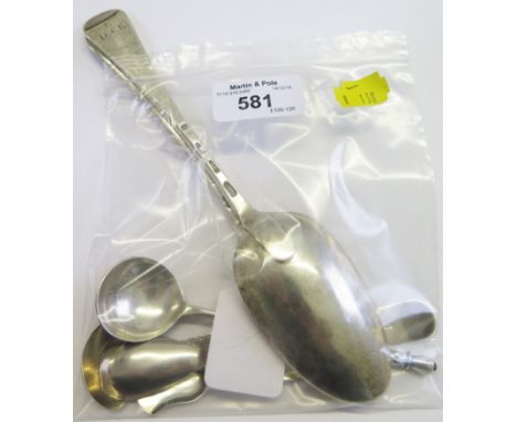 A collection of silver spoons to include an Imperial Russian spoon with niello decoration circa 1870, three various small Geo