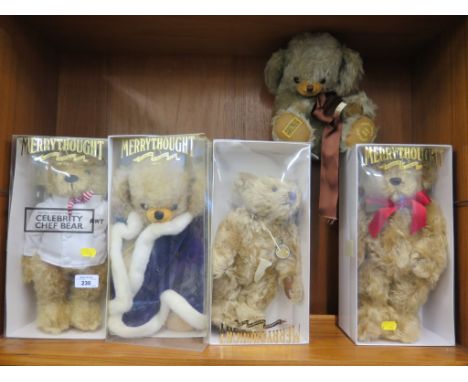 Four Merrythought teddy bears, with original boxes, including Cheeky Prince Charming, and a Merrythought Centenerary bear (5)