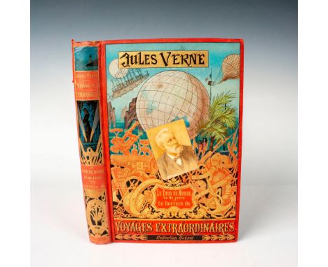 Great volume from Hetzel's French edition Au Portrait Colle, Voyages Extraordinaires by writer Jules Verne published between 