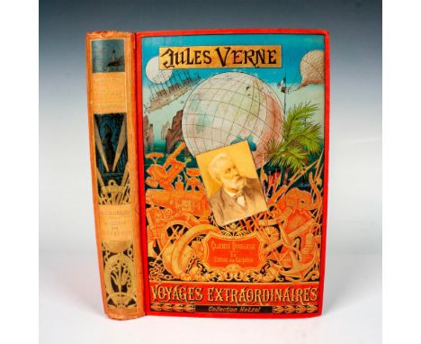 Great volume from Hetzel's French edition Au Portrait Colle Voyages Extraordinaires by writer Jules Verne published between 1