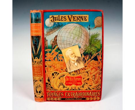 Beautiful volume from Hetzel's French edition Au Portrait Colle Voyages Extraordinaires by writer Jules Verne published betwe
