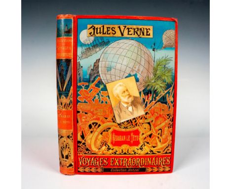 Beautiful volume from Hetzel's French edition Au Portrait Colle, Voyages Extraordinaires by writer Jules Verne published betw