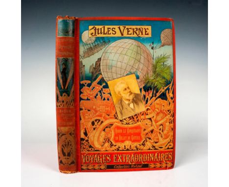 Rarely offered volume from Hetzel's French edition Au Portrait Colle Voyages Extraordinaires by writer Jules Verne published 