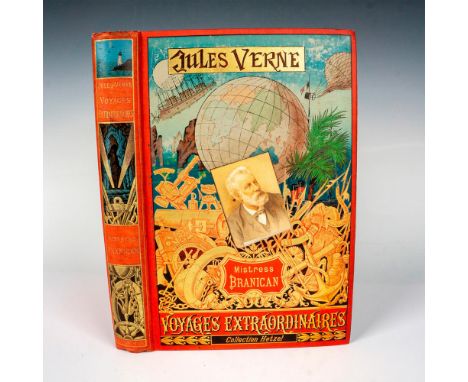 Excellent volume from Hetzel's French edition Au Portrait Colle Voyages Extraordinaires by writer Jules Verne published betwe