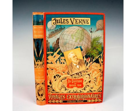 Outstanding volume from Hetzel's French edition Au Portrait Colle Voyages Extraordinaires by writer Jules Verne published bet