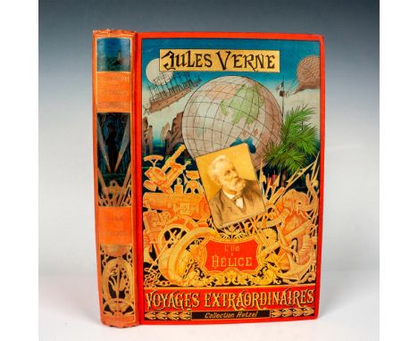 Beautiful volume from Hetzel's French edition Au Portrait Colle, Voyages Extraordinaires by writer Jules Verne published betw