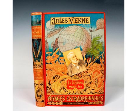 Excellent volume from Hetzel's French edition Au Portrait Colle Voyages Extraordinaires by writer Jules Verne published betwe