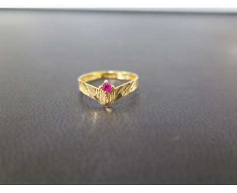 A 22ct gold ruby-set chevron-shape ring - Hallmarked Birmingham - Ring size I 1/2 - Weight approx 1.8gms
Condition Report: Go