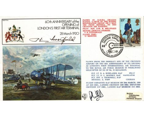 Sir Peter Masefield, Ma CEng FRAes FCIT CIMechE signed plus 1 other.FDC. 60th Anniversary of the Opening of London's First Ai