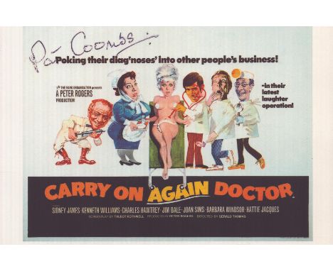 Pat Coombs Carry on Actress signed Carry on Again Doctor postcard. Good condition. All autographs come with a Certificate of 