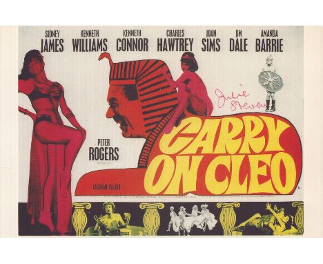 Julie Stevens Carry On actress signed Carry On Cleo Postcard. Good condition. All autographs come with a Certificate of Authe