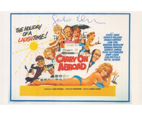 Julie Stevens Carry on actress signed Carry On Abroad Postcard. Good condition. All autographs come with a Certificate of Aut
