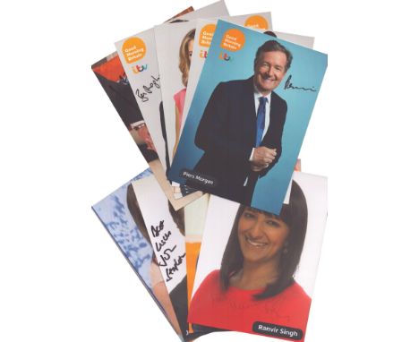 Good Morning Britain 9 signed promo photos including names of Piers Morgan, Ben Shephard, Charlotte Hawkins and more. Good co