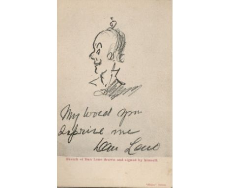 Dan Leno signature and doodle on postcard. Good condition. All autographs come with a Certificate of Authenticity. We combine