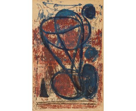 SCHMIDT-KIRSTEIN, HELMUT (1909-1985), "Mondgebilde", Monotypie/Papier, darunter mit Bleistift von Hand datiert 14. XI. 54, be
