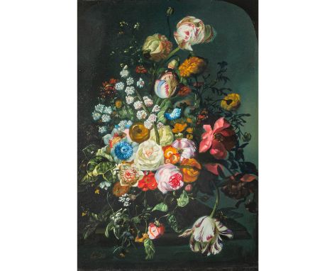 ALTMEISTER-KOPIST/IN 20. Jh., "Stillleben mit Blumenbouquet" u.li. undeutlich signiert, Öl/Leinwand, HxB: ca. 84x58 cm (102x7